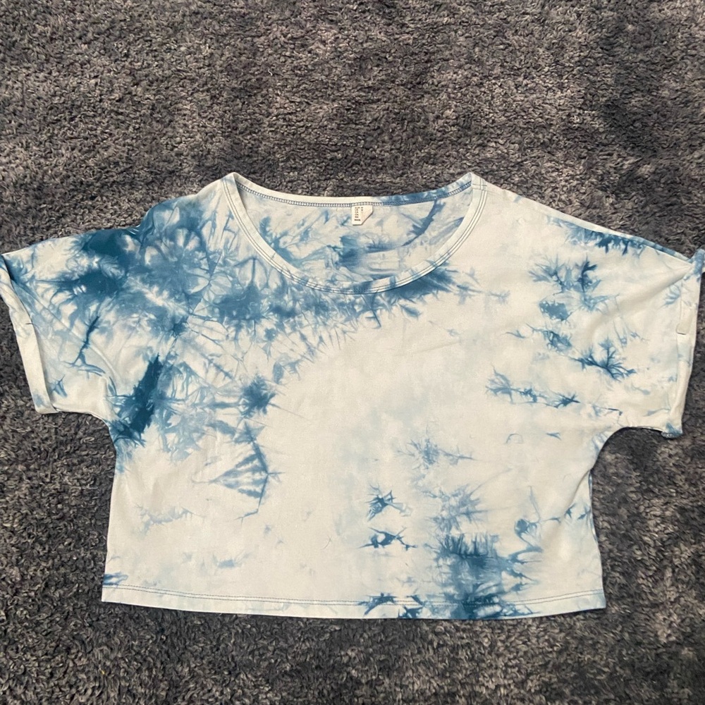 Tie-Dye Crop Tee - Blue and White